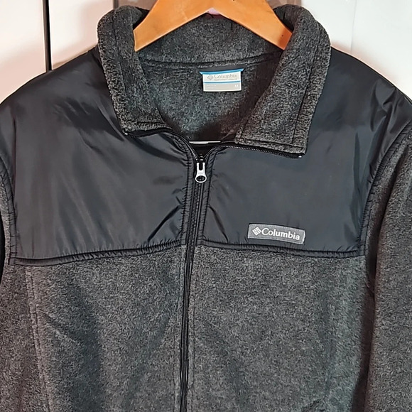Men's Columbia Ultra Soft Fleece Zipper Jackets Gray/ black Size Medium - Picture 2 of 10
